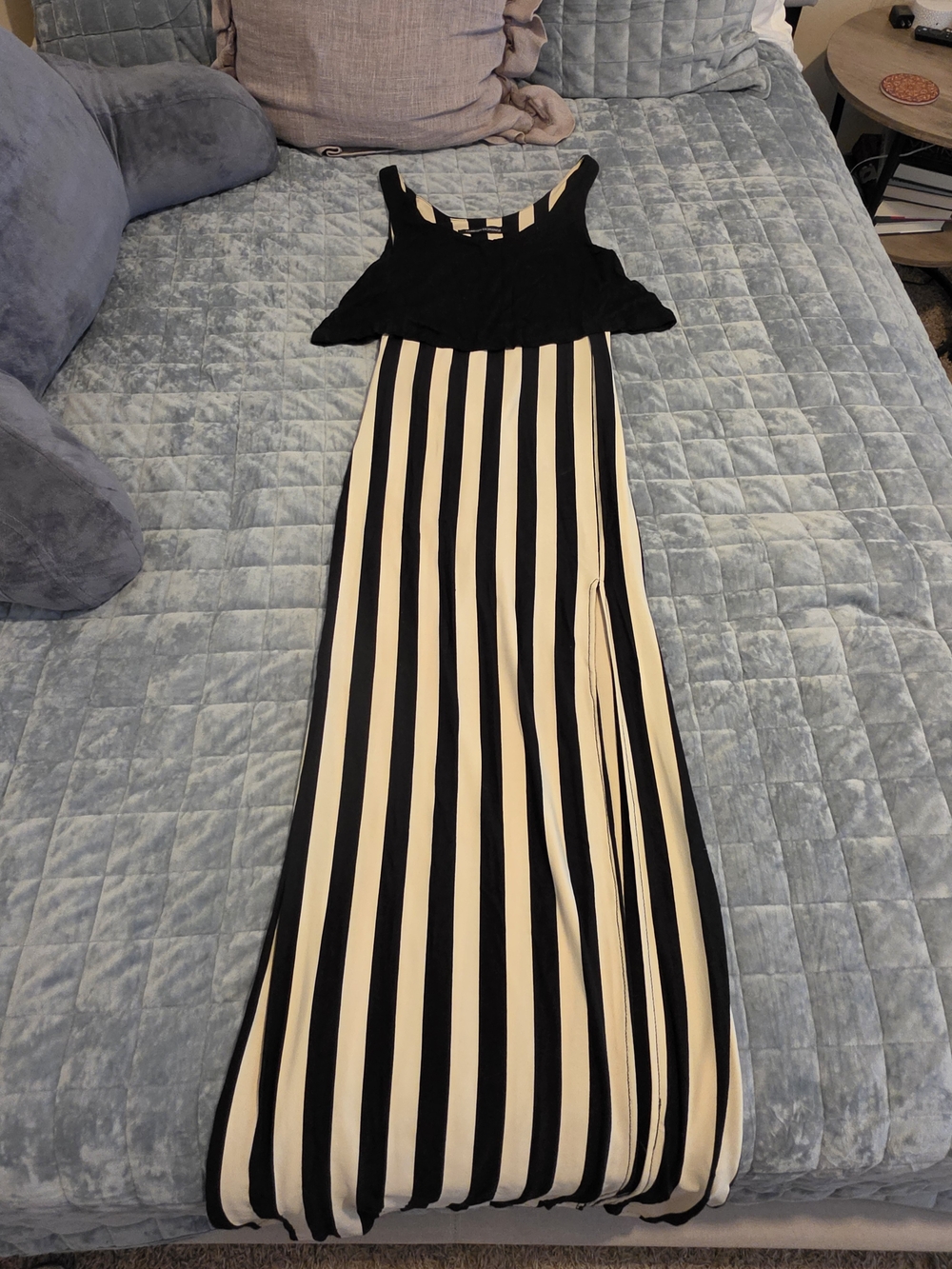 Striped Black and Cream Maxi Dress - Black/Cream Women’s Dress